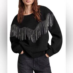 ❌❌SOLD❌❌ALL SAINTS black sweatshirt with chain details western large